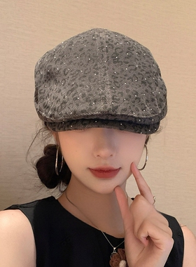 CUNCY日系复古前进帽女夏季做旧百搭文艺贝雷帽显脸小报童帽子
