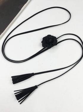 韩版连衣裙花朵优雅简约细腰带