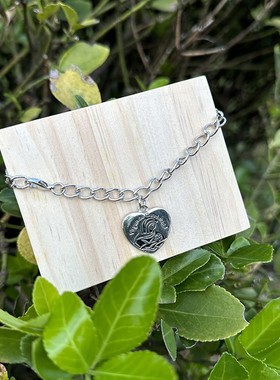 出欧美钛钢爱心圆圈桃心链条手链