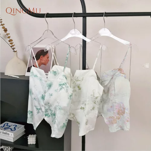 【青黛】吊带睡衣女春抗菌带胸垫家居服高级感长袖冰丝睡衣女 - 图2