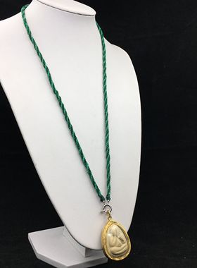 绿色翡翠蜡线防水佛牌链