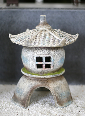 明清古典日式风别墅阳台造景摆件