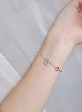 麒麟高品质V金电镀红玛瑙小葫芦手链女轻奢气质时尚满钻葫芦戒指