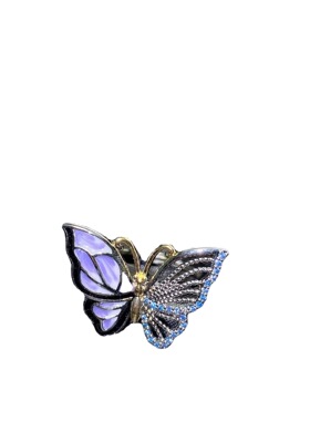 高级设计师款超仙蝴蝶饰品 甜美女神精致镂空镶钻珐琅彩蝴蝶戒指