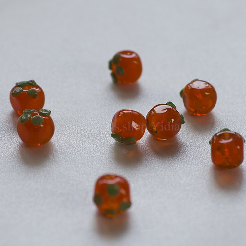 【Yi'Dian】DIY手作手工耳环材料Handmade柿子柿柿平安橘色可爱珠 - 图1