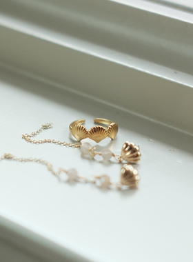 nisforneverland包金贝壳戒指