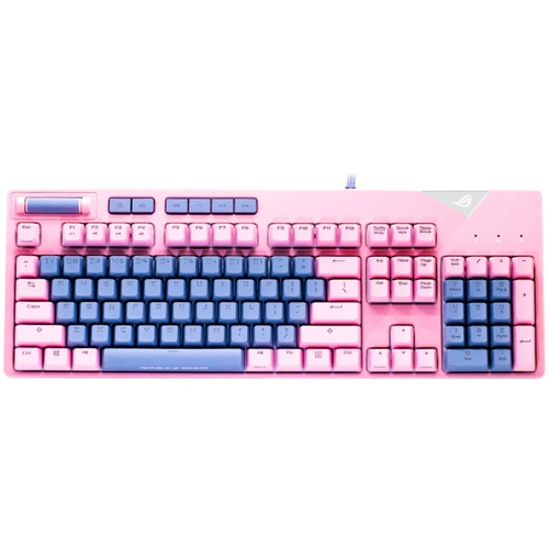 Asus, ROG, розовая игровая механическая клавиатура, ноутбук