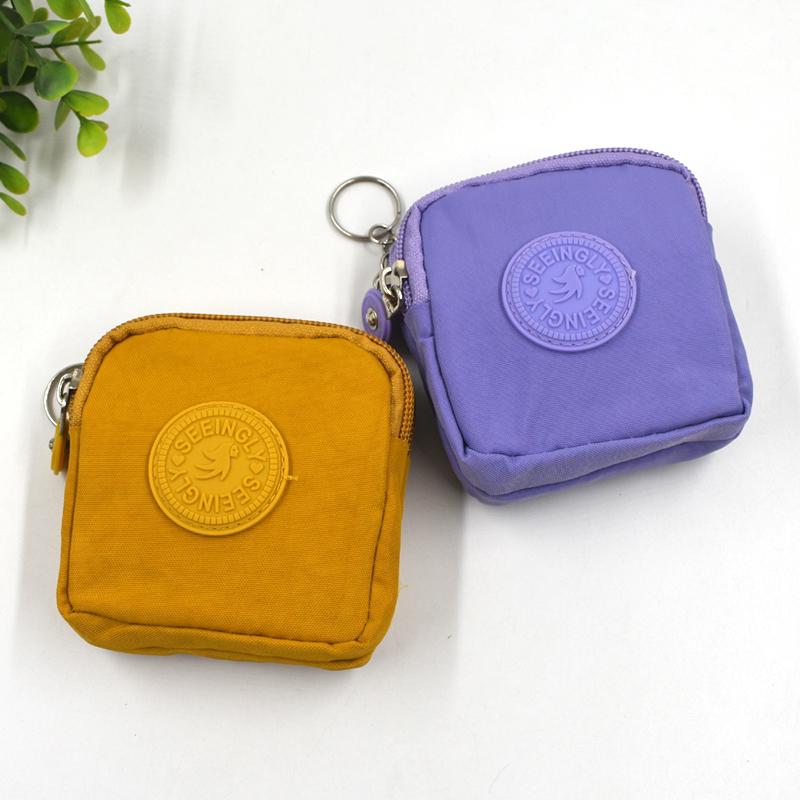 简约布艺小包双层拉链零钱包迷你手拿小方包钥匙卡包卫生棉收纳包 - 图2