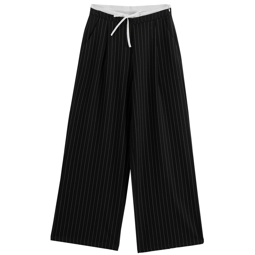 QUEENSHOP 2025春夏新品女装直纹绑带撞色腰头西装长裤04030498,淘宝优惠券,粉丝福利购,淘宝优惠卷