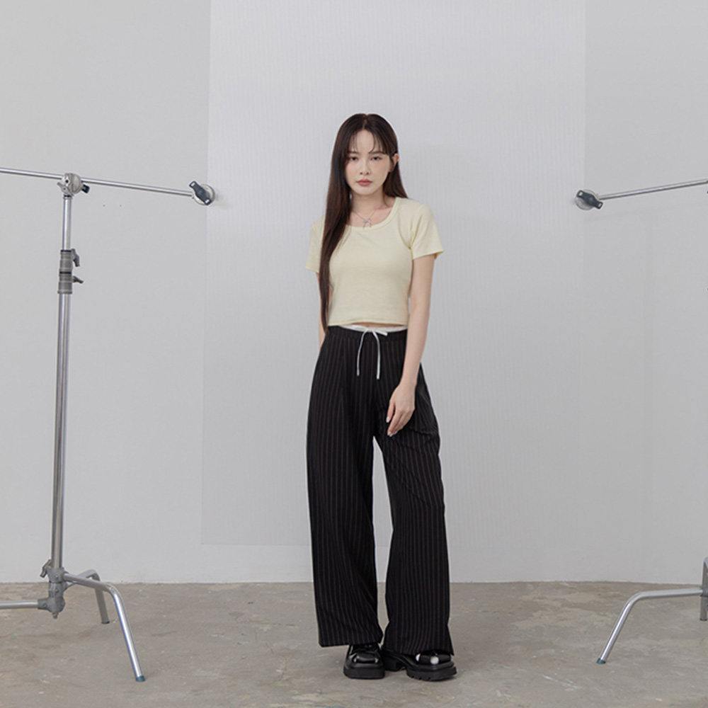 QUEENSHOP 2025春夏新品女装直纹绑带撞色腰头西装长裤04030498,淘宝优惠券,粉丝福利购,淘宝优惠卷