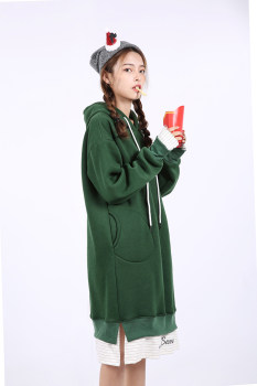 AS/17AW/ເສື້ອຍືດຍາວກາງ hooded ງ່າຍດາຍສອງສີຕົ້ນສະບັບ