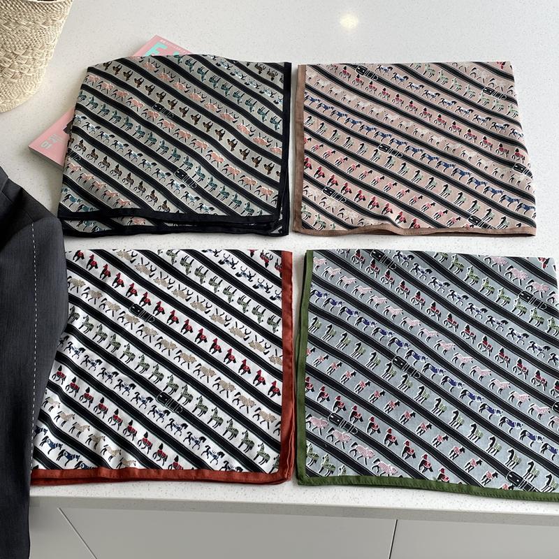 65cm高级感小马皮带印花大方巾柔软亲肤披肩透气护颈领巾丝巾女士 - 图1