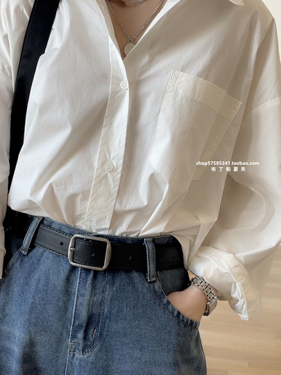 Simple Korean style square buckle belt for men and women