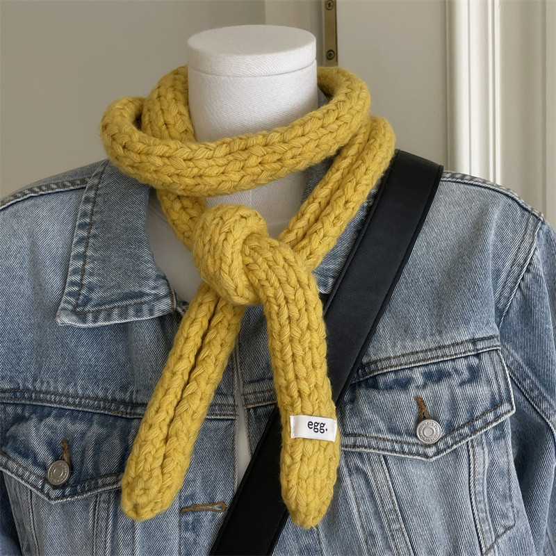 韩代同款法棍纯色可爱腊肠长条小围脖粗毛线古早细围巾装饰氛围感,淘宝优惠券,粉丝福利购,淘宝优惠卷