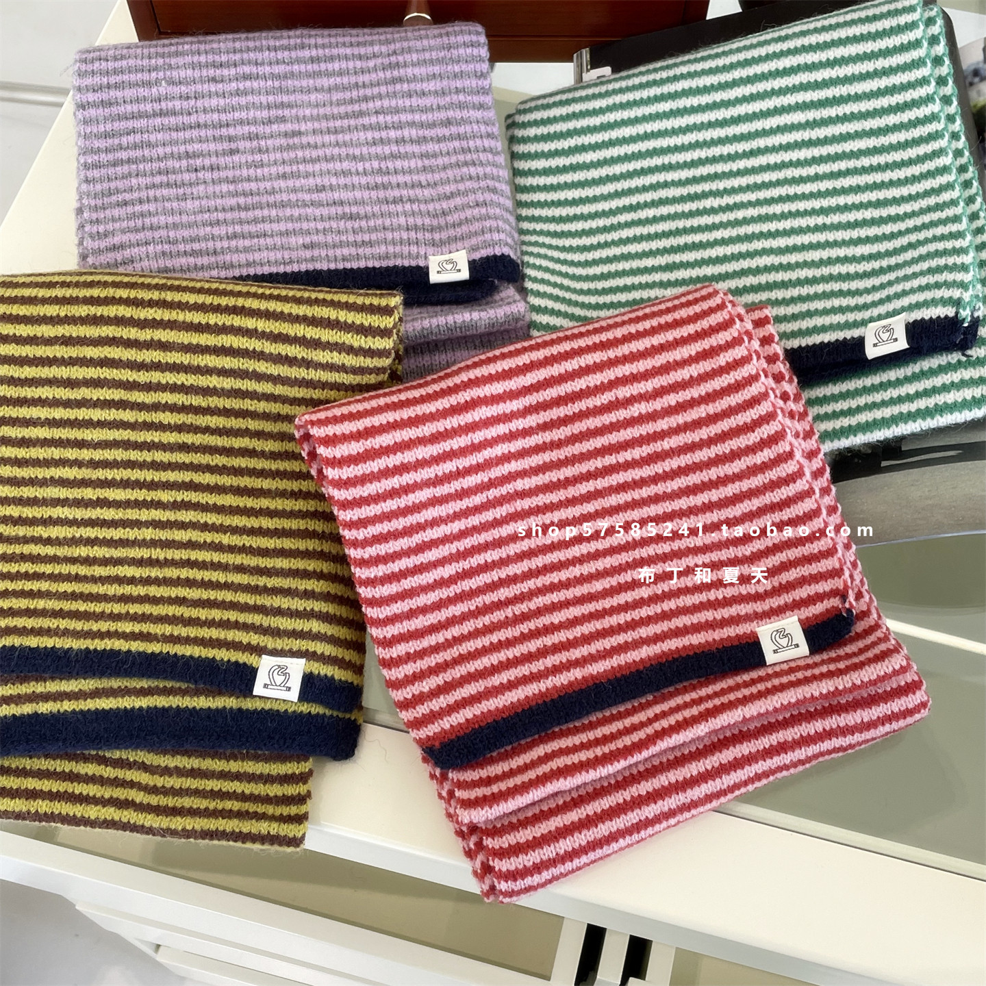 自留慵懒风韩系红色细条纹围巾软糯毛线围脖学生秋冬季保暖显白女,淘宝优惠券,粉丝福利购,淘宝优惠卷