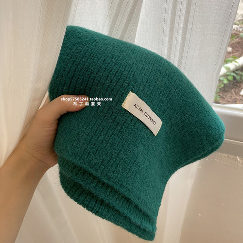 原版神仙藤井树雾霾蓝纯色围巾显白毛线围脖冬天新款情侣男女款 - 图2