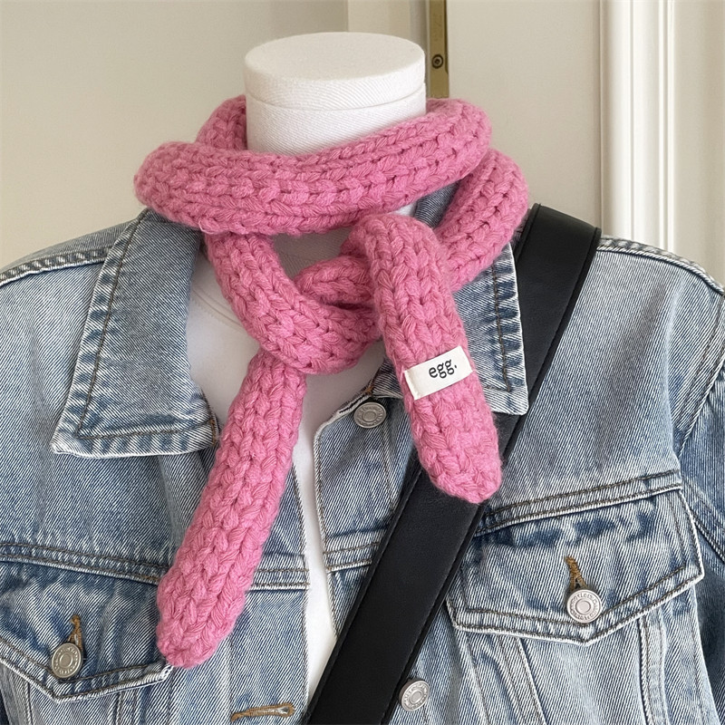 韩代同款法棍纯色可爱腊肠长条小围脖粗毛线古早细围巾装饰氛围感,淘宝优惠券,粉丝福利购,淘宝优惠卷