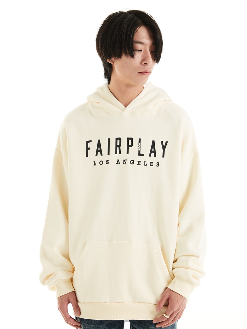 潮牌fairplay 基础logo 重磅 宽松情侣休闲纯棉连帽卫衣帽衫 - 图1