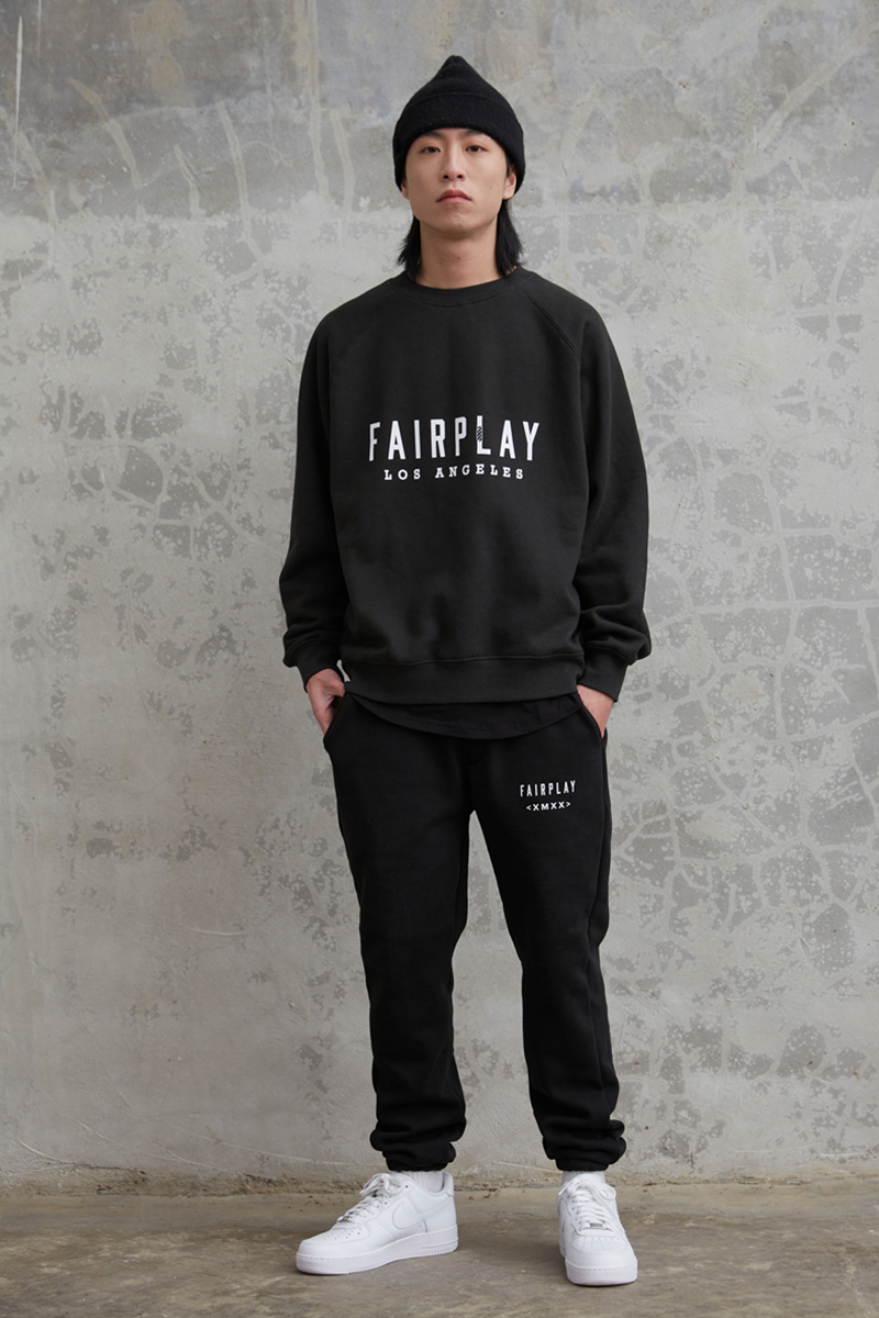 XMXX × LA潮牌fairplay 基础logo加绒休闲宽松运动裤卫裤束脚裤 - 图2