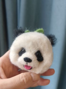 熊猫羊毛毡胸针成品 花花萌兰七仔福宝 纯羊毛