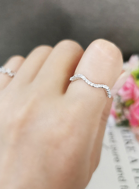 时尚微镶水钻食指戒指女日韩气质