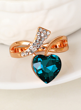 简约个性水晶爱心戒指女时尚食指