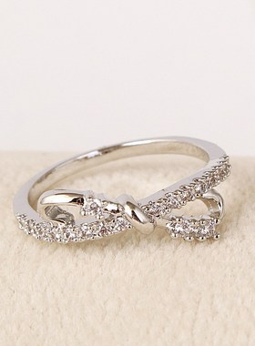 时尚细圈指环甜美装饰女水钻戒指