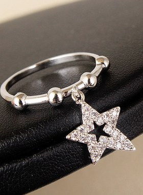 可爱微镶吊坠戒指时尚百搭