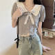 French Sweet Versatile Bow Contrast Knitted Sweater for Women