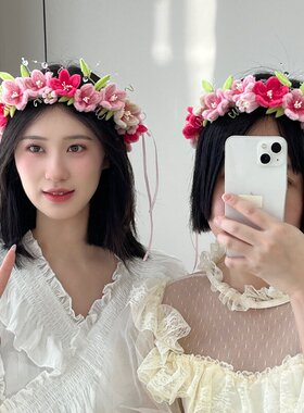 浪漫花环头饰扭扭棒花束手工编织diy材料送闺蜜朋友夏天拍照礼物