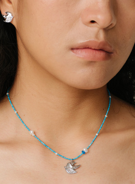 GLYPHS天然蓝松石珍珠项链女