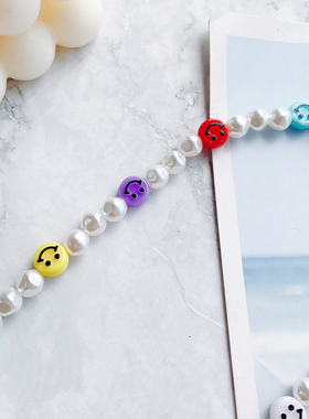 网红彩色笑脸项链锁骨链