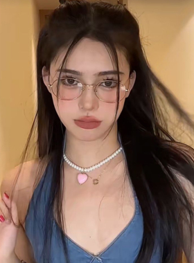 韩国东大门珍珠粉色系爱心项链