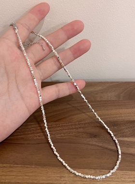 网红碎银子项链女日韩简约轻奢小众设计感叠戴素链锁骨链颈链银色
