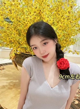 partyme许妍玫瑰花朵花瓣大号发抓后脑勺发卡气质博主鲨鱼夹春夏