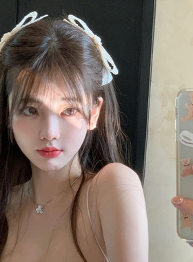 小清新白色甜美双层蝴蝶结鸭嘴夹