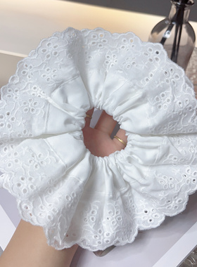 四层蕾丝边～花边法式发圈女大号白色镂空洛丽塔风大肠发绳丸子头
