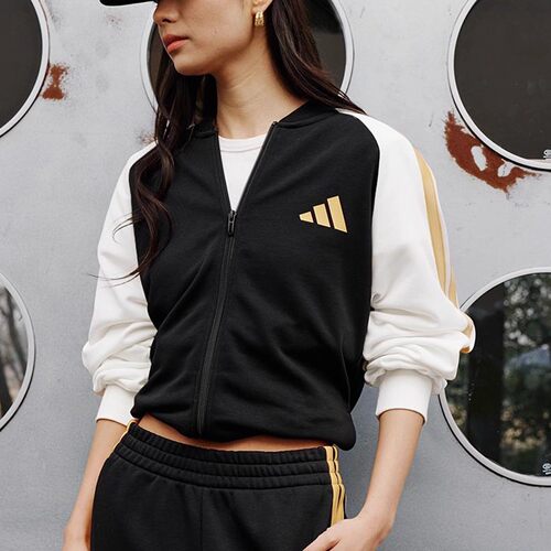 Adidas/阿迪达斯正品TRACKSUIT男女运动宽松立领套装JZ0107 - 图0