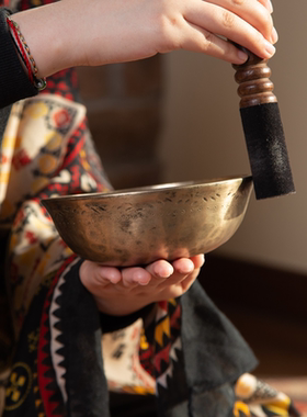 纯手工摆件铜合金赠配件颂钵复古