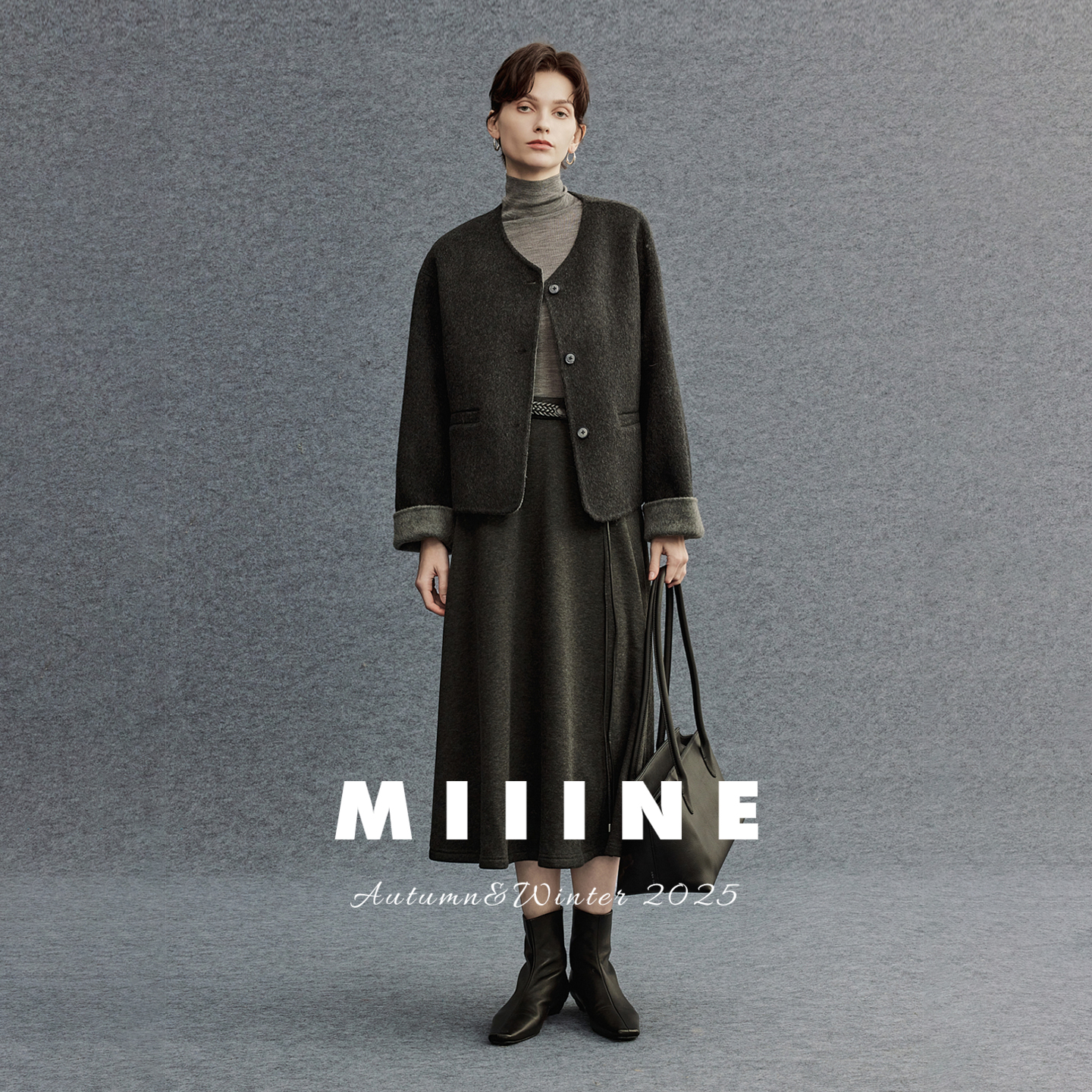 Miiine羊毛双面呢狐狸毛马甲 落肩短款双色可选纸片人皮草外套 - 图3