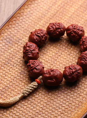 宜兴原矿紫砂十八罗汉手串佛珠手链大红袍名家全手工把玩手持茶玩