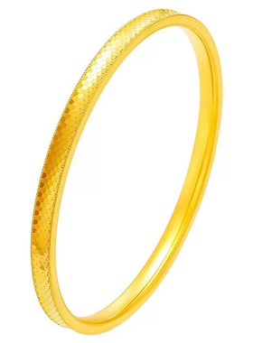 18k金手镯AU750彩金实心不脱模轻奢猫眼素圈手环水贝黄金首饰批发