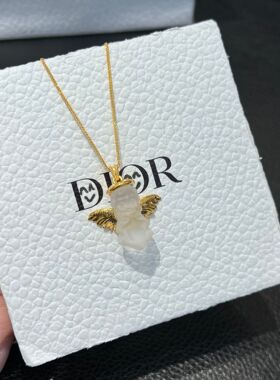 18k金水晶天使吊坠轻奢百搭天使翅膀项链au750小天使时尚小众气质