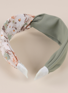 复古交叉宽边布艺撞色小碎花头饰发卡发箍hair hoop hair band