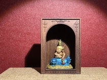 Vinshu Bodhisattva pure bronze painted Buddha statue with black walnuts custom Mini Buddha niche size 7-5-3 cm
