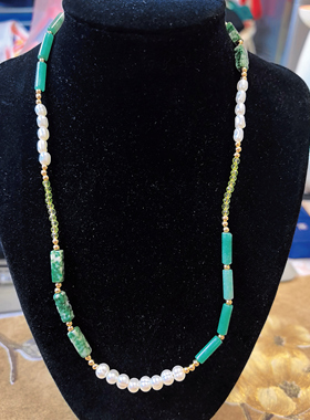 【BW珍珠】中国风项链，珍珠与和田玉石结合衬托了女性柔美与刚强