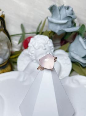 【BW宝石】心形饱嘟嘟粉水晶开口戒指