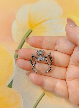 【BW宝石】小众款蜘蛛月光石镶嵌款活口戒指