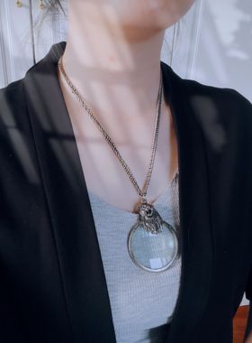 【BW中古】非常稀有的古董款水晶放大镜，配狮子配饰镶嵌