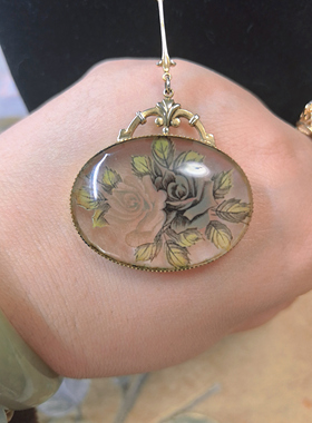 【BW中古】年代比较久的一款1928长链花卉琉璃吊坠，稀有款